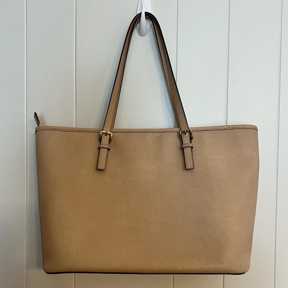 Michael Kors Large Jet Set Saffiano Leather Tote Handbag‎ Purse Top Zip - Picture 7 of 13